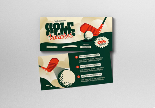 Beige and Green Bold Golf Club Gift Voucher