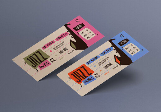 Blue and Pink Quirky Jazz Music Event Ticket