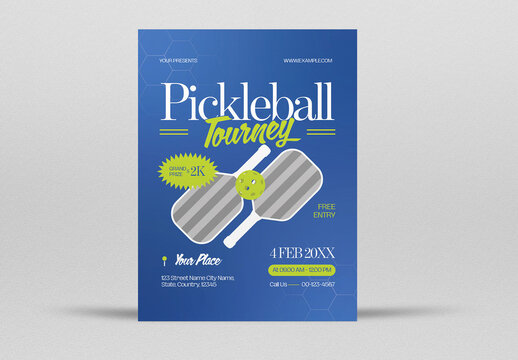 Blue and Green Quirky Pickleball Tournament Flyer