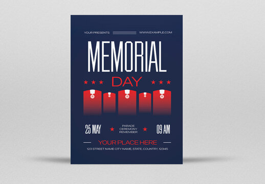 Blue and Red Minimalist Memorial Day Flyer