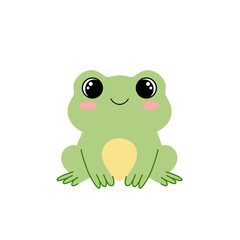 Fototapeta premium Green frog character sitting and smiling. Vector amphibian mascot isolated on white background.