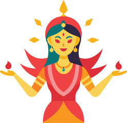 Fototapeta premium Indian goddess vector illustration for diwali festival