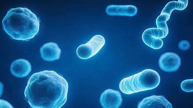 Microscopic view of bacteria and cells