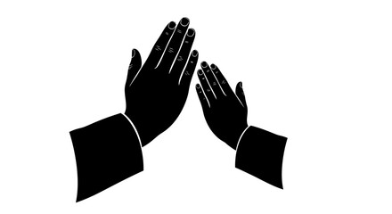 Obraz premium Black, high-five, hands icon, gesture symbol, vector illustration