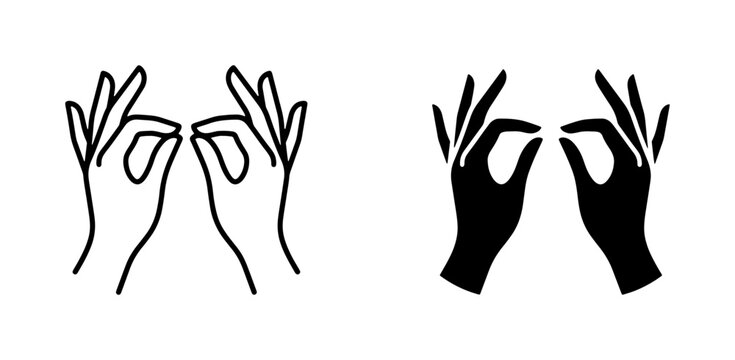 Zen Mudra Hand Gestures, Meditation Symbols, Yoga Poses, Spiritual Icons, Mindfulness, Calmness, Enlightenment, Two Hands, Line Art, Silhouette