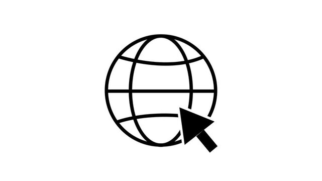 Click to go to website or internet line art icon for apps and websites-4k black background icon animation