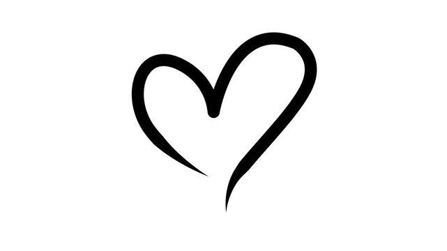 Calligraphic love heart sign. Vector Romantic illustration symbol join, passion and wedding. Calligraphy Design flat element of valentine day. 4k black background icon animation