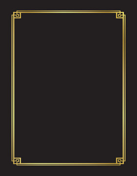 Golden Frame on Black Background, Luxury Golden Black Border Background, Decoration Vector gold Border