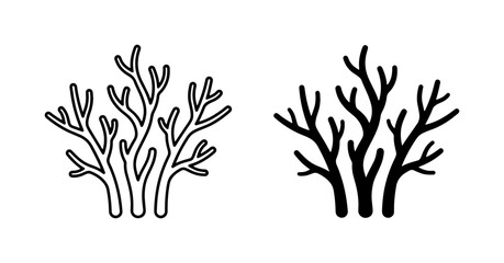 Coral Reef Branching Vector Icons, Marine Life Silhouette, Underwater Plant Graphics, Ocean Flora Outline, Sea Botanical Illustrations © Faruk