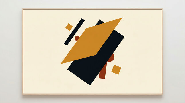 Suprematist trapezoid and rectangle stack with floating composition