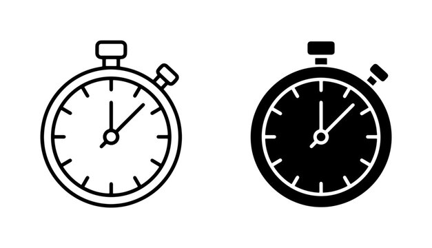 Stopwatch Icon Set, Vintage Timer Graphics, Retro Chronometer Symbols, Time Measurement Vector Art