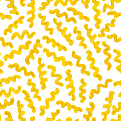 Obraz premium Watercolor cavatappi pasta seamless pattern. Hand drawn food illustration for kitchen decor, restaurant menu design, food packaging, fabric prints, textile.