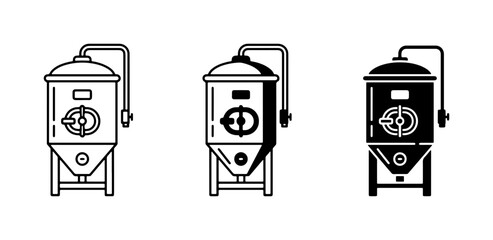 Brewery Fermentation Tanks, Craft Beer Production Vessels, Industrial Storage Silos, Vector Icons Set © Saim
