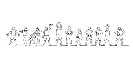Fototapeta premium Minimal One Line Diverse Community Group Continuous Line Drawing Vector Illustration