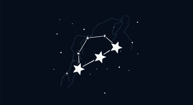 Stylized starry night with constellation outline of a mythical creature