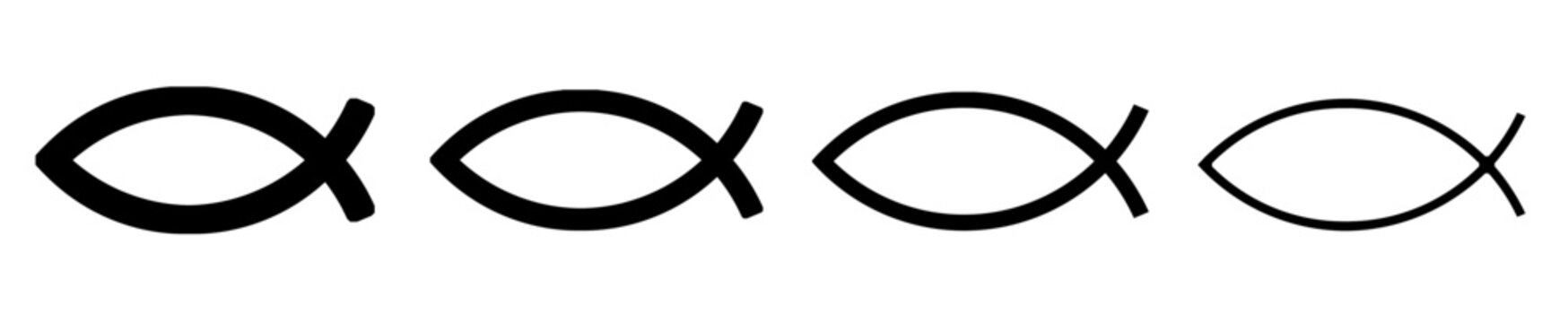 Banner Christian fish set. Religious symbol. Faith in Jesus Christ. Vector illustration