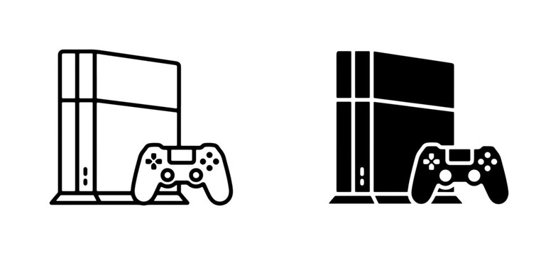 Video Game Console and Controller Icons, Gaming System and Joysticks, Entertainment Technology, Digital Entertainment, Vector Graphics