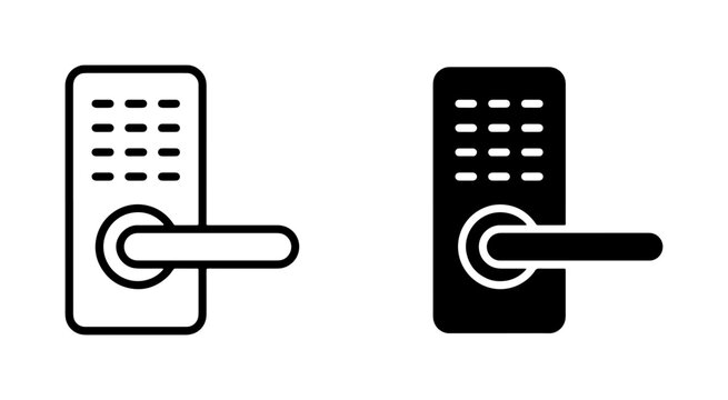 Smart Lock Vector Icons, Digital Door Handle Security Symbols, Electronic Keypad Access Set, Modern Home Entry Technology