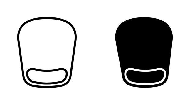Ergonomic Mouse Pad Icons, Wrist Support Vector Graphics, Computer Accessory Symbols, Black and White Design Elements