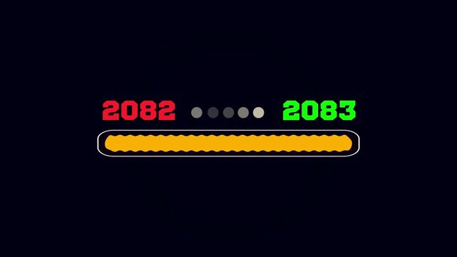Sequential time progression UI design representing the digital chronological change between years 2082 and 2083
