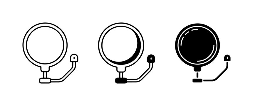 Pop Filter Icons, Microphone Windscreen Set, Audio Recording Equipment Vector Graphics