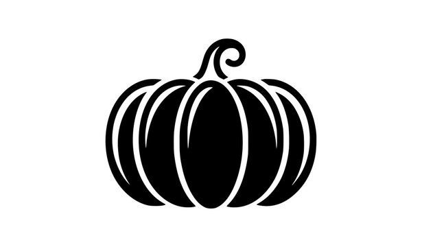 Minimal oblong pumpkin vector icon with simple flat black silhouette illustration on white background