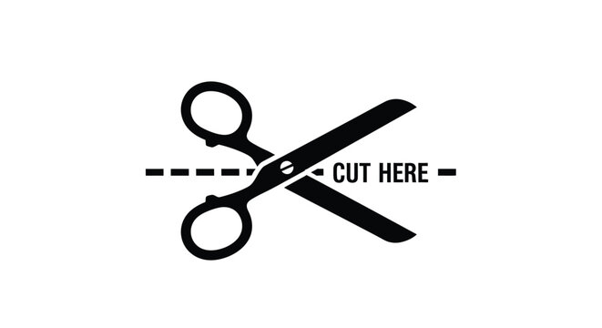 Black scissors icon with a dotted line indicating where to cut
