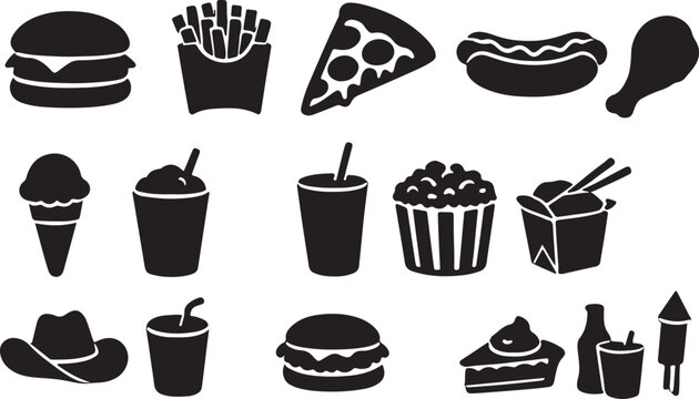 American food Eps, Vector Images Black and White