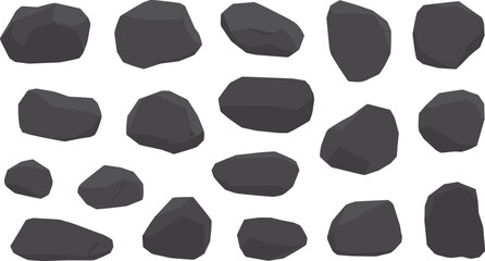 Cartoon rock stones collection set, natural mineral elements, gray vector illustration for game and landscape © Sume