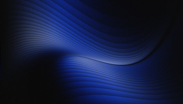 Blue black wavy light gradient background with noise grain texture with wave lines