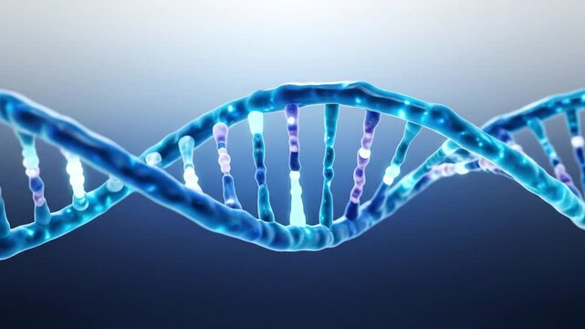 Abstract 3D DNA strand helix on dark backdrop for medical breakthrough