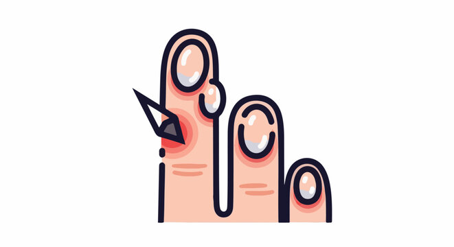 Stylized illustration of fingers being pricked by a sharp object