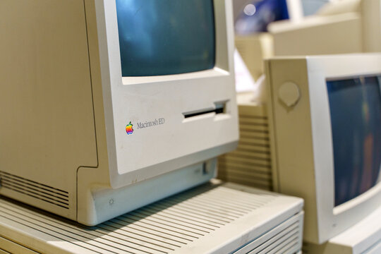 Istanbul, Turkey - March 25, 2026: Vintage Apple Computer Setup with Old Monitor Keyboard and Classic Retro Technology Design