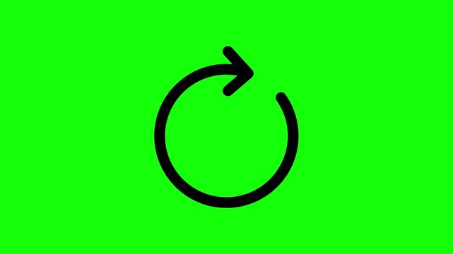 Retry and refresh icons with arrows on green screen, animation for looping