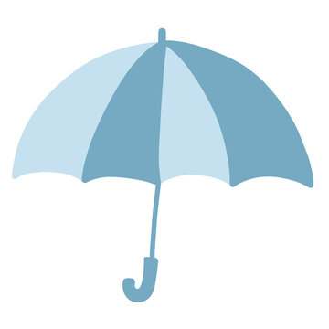 ブルーの傘のカラーイラスト・梅雨