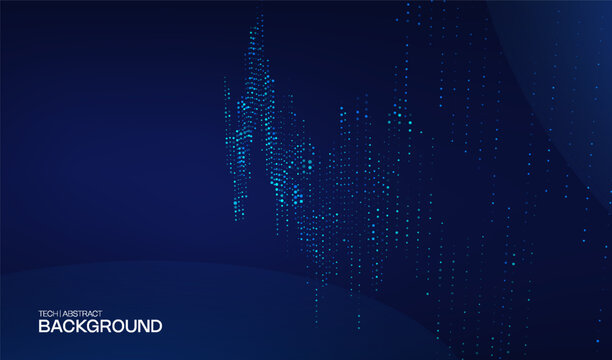 Background ai with tech banner and abstract blue pattern. Vector wave design with digital mesh technology and business circle circular. Computer concept background with cyber data.