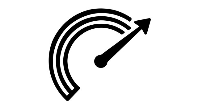 Credit score speedometer gauge vector icon illustration with needle pointing to high performance or excellent rating. Minimalist flat line art design for financial reports and banking apps.