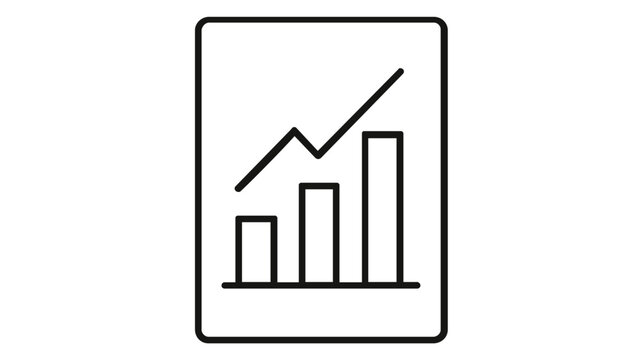 Financial report vector icon illustration featuring a document with a rising stock market line graph and bar chart, representing business growth, data analysis, and economic success.