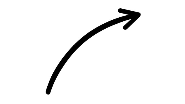 Market Order and Immediate Transaction Vector Icon Illustration, Minimalist Black Curved Arrow Pointing Up and Right, Clean Line Art Style for Financial Growth, Progress, and Directional Guidance