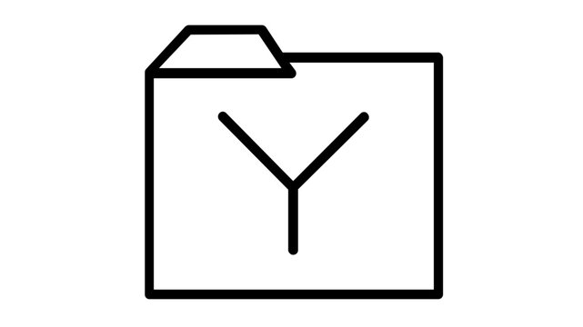Minimalist Git repository folder vector icon featuring a branch symbol. Clean line art illustration for software development, version control, DevOps, and coding projects. Scalable flat design.