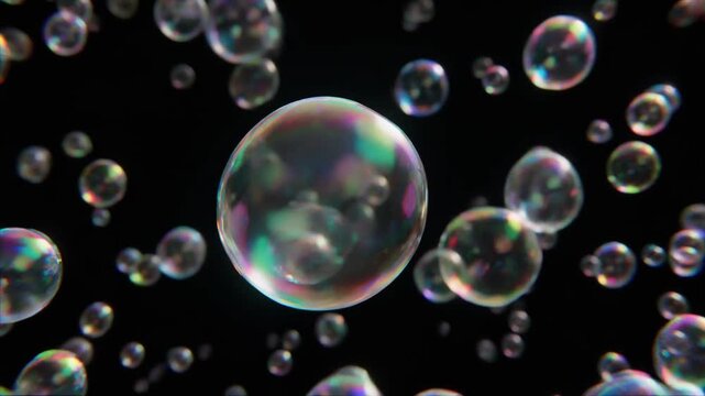 シャボン玉　ホログラム　虹色　透明感　幻想的　抽象　背景素材