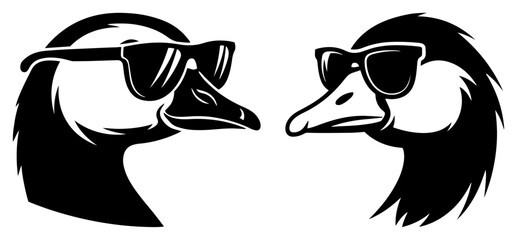 Cool goose characters wearing sunglasses in modern minimalist vector style © Aurora