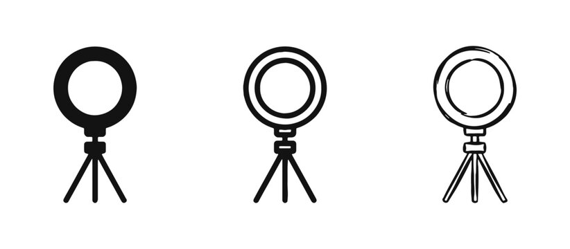 Content Creator Ring Light Icon Set for Vlogging and Photography