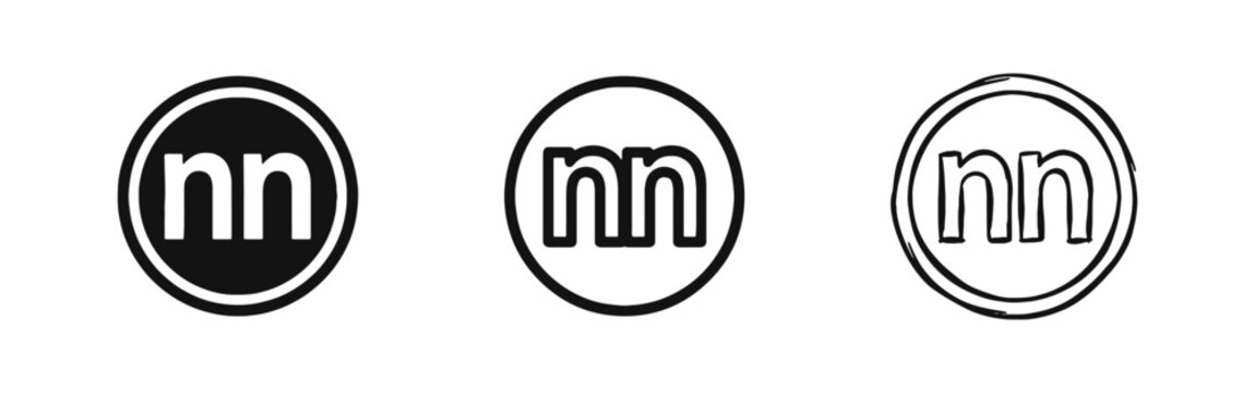 Circle Icon with lowercase Letters nn in Multiple Styles