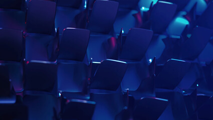 Obraz premium blue seats in a stadium, blue seats in a conference hall background