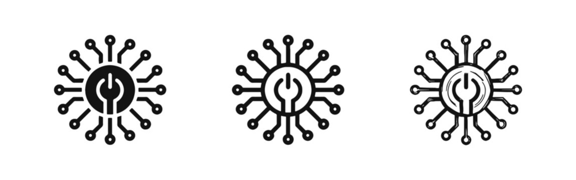 Tech Power System Circuit Icon Set