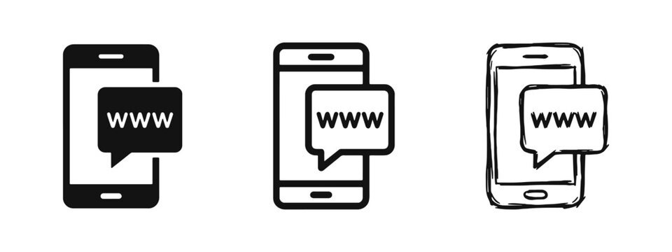 Mobile Internet Access and Web Browsing Icon Set on Smartphone