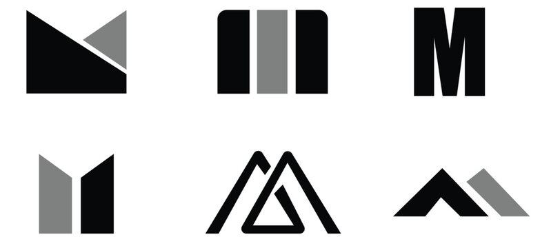 Set of m wprd logos icons for web design featuring business symbols illustration buttons in black