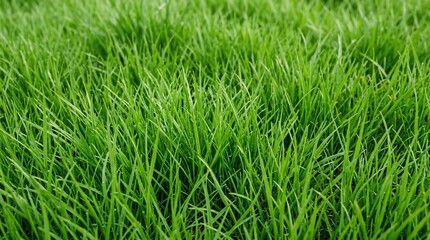 Fototapeta premium Lush Green Grass Blades Close-Up in a Vibrant Outdoor Field.