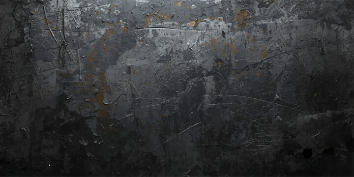A textured vintage backdrop featuring an aged grunge concrete wall with dark paint patterns and a rough surface of brown rust and antique black paper design